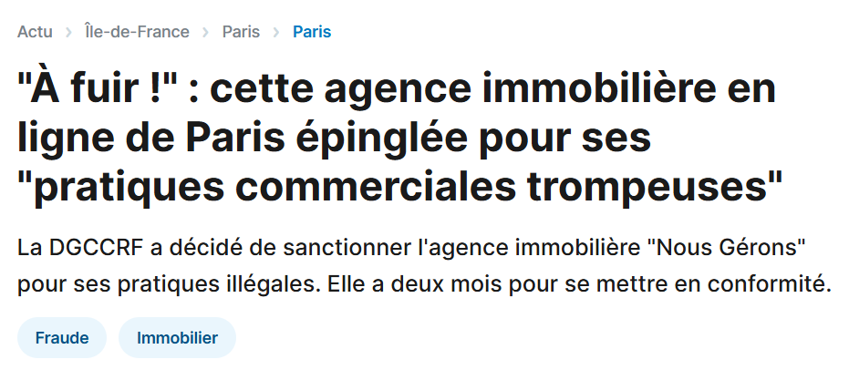 Nous Gérons condamnation